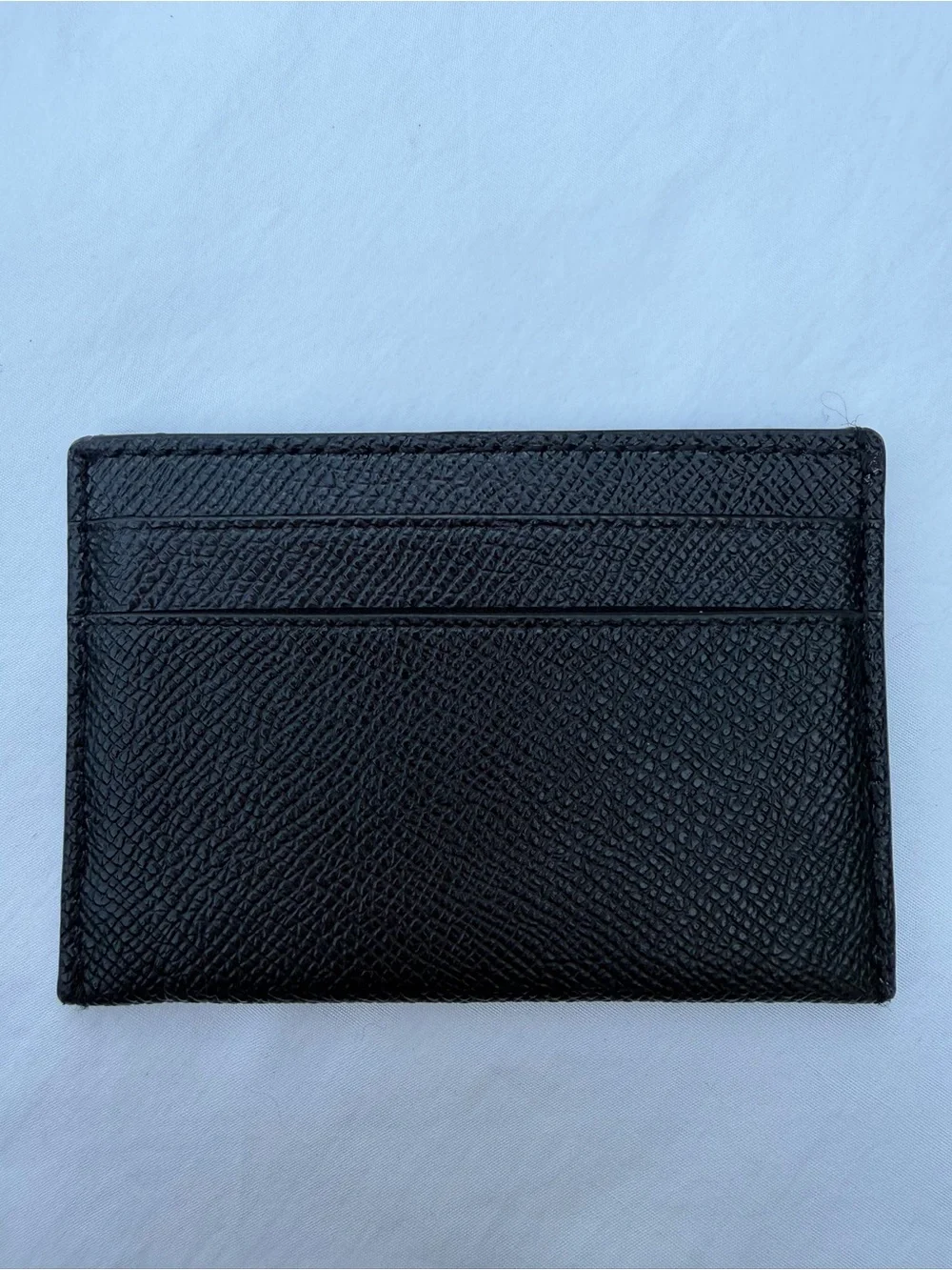 Coach Black Textured Leather Card Case with Gold Logo